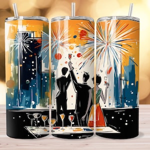 Midcentury Modern New Year Tumbler Design: 20 oz Skinny Wrap (Digital Download)