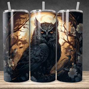 Spooky Gothic Owl Tumbler Sublimation Design (Digital Download)