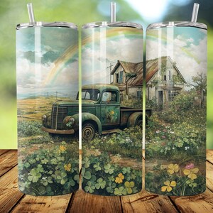 Watercolor St Patricks Day Truck Tumbler Sublimation Design (Digital Download)