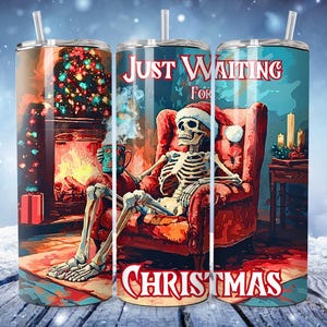Gruseliges Weihnachts-Skelett Tumbler Design: 20 oz Skinny Tumbler Design (PNG Digital Download 300 DPI)