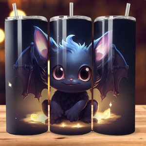 Cute Halloween Bat 20 oz Skinny Tumbler Sublimation Design, Straight Tumbler Wrap, Instant Digital Download PNG 300 DPI