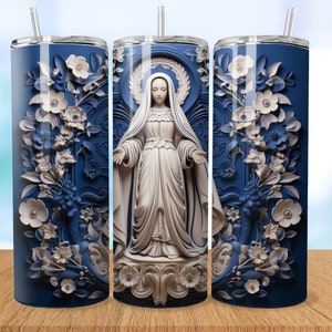 Virgin Mary 20 oz Skinny Tumbler Sublimation Design Instant Digital Download PNG Holy Mother Statue Straight Tumbler Wrap, 300 dpi