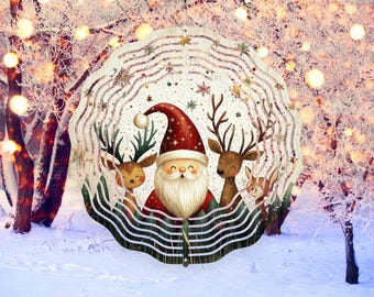 Diseño de molinillo de viento de Papá Noel y renos para sublimación (descarga digital)