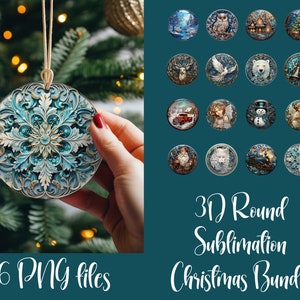 3D Round Christmas Sublimation Bundle, Christmas Tree Ornaments Bundle, 3D Glass Ornaments PNG, Instant Digital Download, 300 DPI
