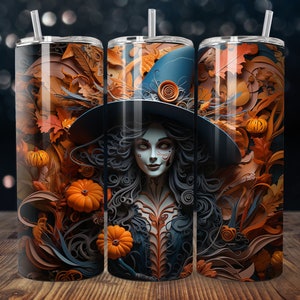 3D Halloween Witch Tumbler Sublimation Design (Digital Download)