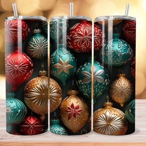 Christmas Ornaments Tumbler Sublimation Design: 20 oz Skinny Tumbler Wrap (Digital Download)
