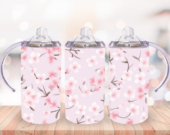 Sublimation de gobelet à fleurs rose : emballage pour gobelet de 12 oz (téléchargement numérique)