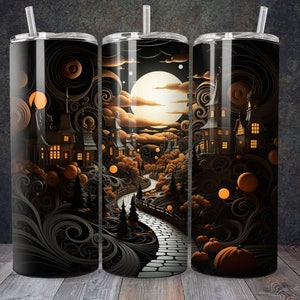 Spooky Town Halloween Tumbler Design: 20 oz Skinny Tumbler (Digital Download)