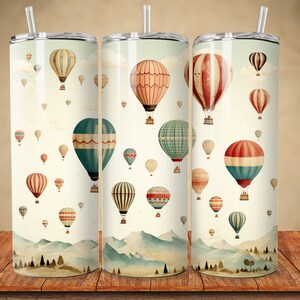Vintage Hot Air Balloons Tumbler Sublimation Design (Digital Download)