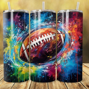Abstract Art Spray Paint Graffiti Football 20 oz Skinny Tumbler Sublimation Design, Straight Tumbler Wrap, Instant Digital Download PNG