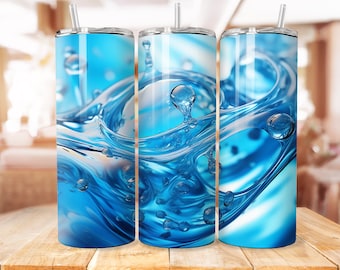 Wzór sublimacji na kubku z efektem wody: 20-uncjowa cienka folia na kubek (PNG, pobieranie cyfrowe)