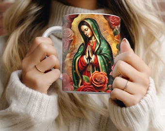 Virgen de Guadalupe Mug Sublimation Design: Tumbler Wrap (Digital Download)