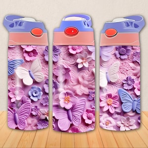 Butterfly Sippy Cup Sublimation Design: 12 Oz Tumbler Wrap (Digital Download)