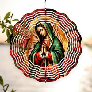 Tour à vent Virgen de Guadalupe Sublimation Design Téléchargement numérique instantané PNG Religieux Notre-Dame de Guadalupe Tour à vent 300 dpi