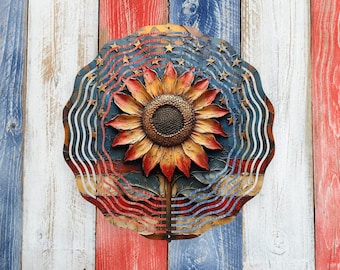 Diseño de sublimación de un molinillo de viento de girasol patriótico (descarga digital)