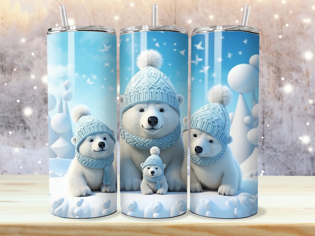 Polar Bear Knit Hat 20oz Tumbler Sublimation Design (digital Download ...