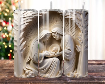 3D Nativity Scene 20 oz Tumbler Sublimation Design (Digital Download)