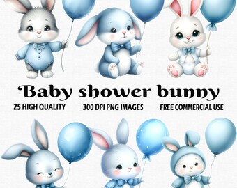 Baby shower bunny clipart, 25 (300 DPI) Png Images, Boy bunny clipart, Baby shower boy clipart, Baby shower bunny png, Cute bunny clipart