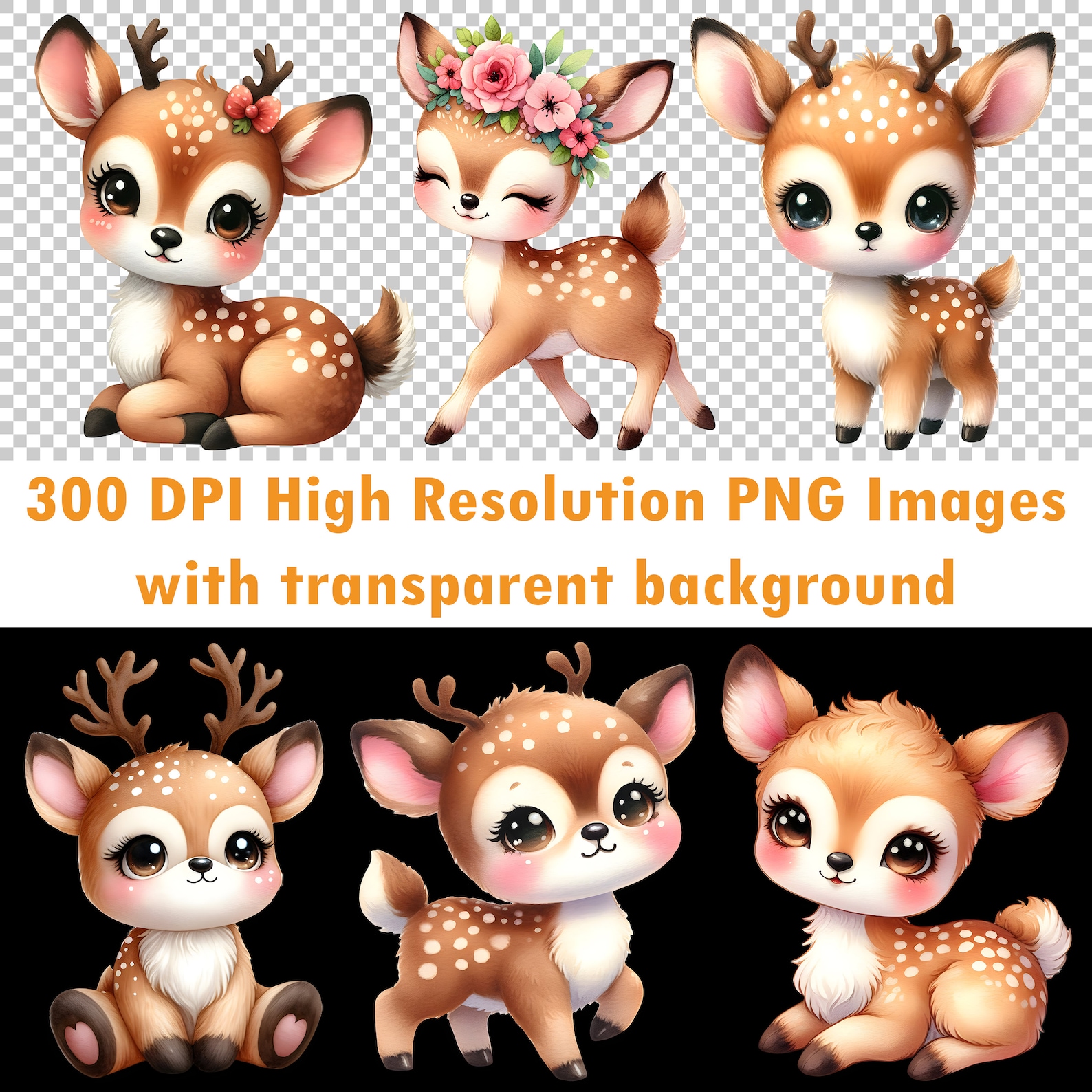 Cute Deer Clipart, 18 HQ (300 DPI) PNG Images, Woodland Deer Clipart ...