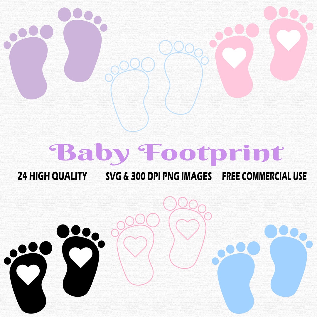 Baby Footprint Clipart, Baby Footprint SVG & PNG Clipart, 24 High ...