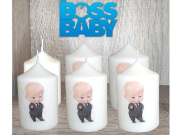 personalized baptism boy candle ,pillar,soya,wax,baby powder or wave scented