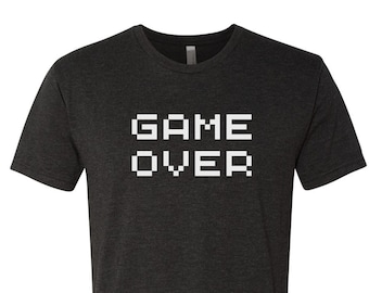 Game Over Shirt, Gamer Shirt,  Shirt, Graphic Tee, Gift for Men, Video Game Shirt, Tee For Gamers, Gift For Boy, Vintage Game Over Tee