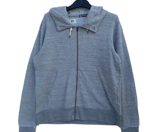 Sudadera con capucha y cremallera Vintage Frapbois Issey Miyake, gris, minimalista, de diseñador japonés, estilo streetwear.