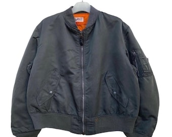Chaqueta bomber vintage Alpha Industries MA-1 color verde salvia / Chaqueta de aviador auténtica de estilo militar con forro naranja / Alpha Industries de los años 90