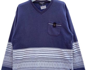 Camisa de manga larga SACSNY Y’SACCS – Marca japonesa con cuello en V y bolsillo