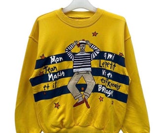 Sudadera Prisionero de JC de Castelbajac – Cuello redondo con gráfico de diseñador francés vintage