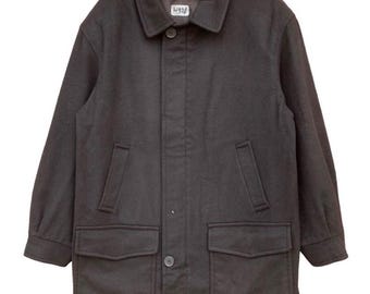 Abrigo vintage Burberry, fabricado en Italia, de lana color carbón / Abrigo largo de diseño Burberrys de Londres / Prenda de abrigo auténtica de lujo de los años 90