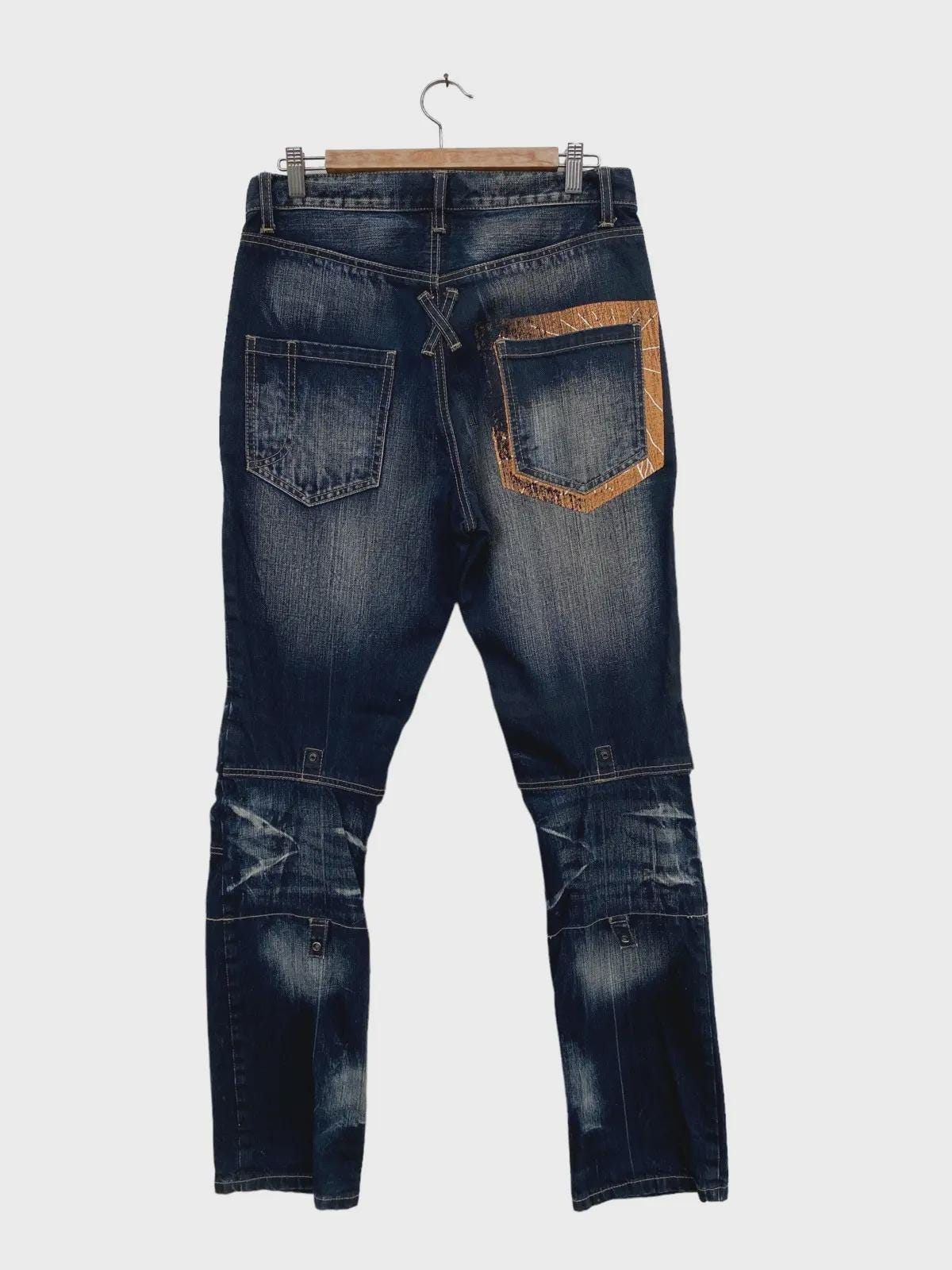 Vintage PPFM Patchwork Denim Pants – Distressed Biker Jeans 