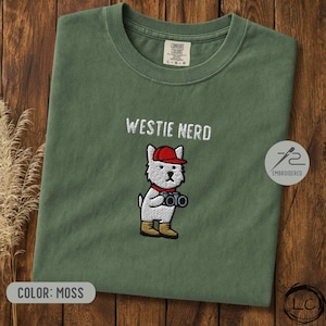 Geborduurd Westie Nerd-T-shirt
