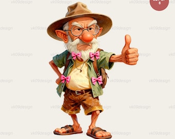 Funny Coquette Grandpa PNG Clipart 8 Pink Bows Senior Male Sublimation Meme Graphics