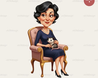 Funny Grandma and Opossum PNG Clipart 8 Absurd Senior Lady Sublimation Designs