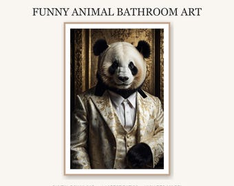 Royal Panda Portrait | Bear in Gold Suit Print | Victorian Animal Art | Digital Download 24x36