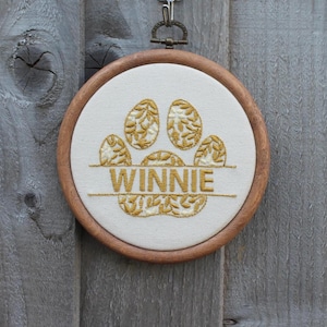 Custom Pet Name Embroidery Hoop | Personalised Paw Print Wall Art | Dog or Cat  Gift | Embroidered Pet Decor | Unique Pet Lover Gift