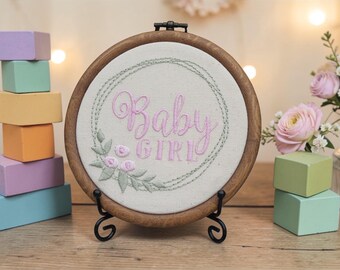 Baby Girl Embroidery Hoop | Gender Reveal Decor | Keepsake | Baby Shower Gift