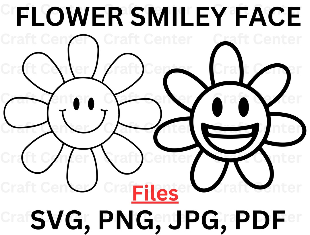 Cheerful Flower Smiley Face Svg Jpg Png Pdf Smiley Face Daisy Svg