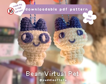 Bean Virtuelles Haustier PDF Häkelanleitung ~ Häkelanleitungen, Amigurumi, Videospiel, Kuscheltier, Schlüsselanhänger, Stofftier, PDF zum Herunterladen