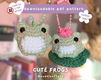 Süße Frösche PDF (2-in-1) Häkelanleitung ~ Häkelanleitung, amigurumi, kawaii, gemütlich, schnell, Marktvorbereitung, Schlüsselbund, Plüschtier, PDF-herunterladbar