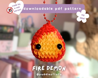 Fire Demon PDF Häkelanleitung ~ Häkelanleitung, Amigurumi, Anime, gemütlich, schnell, einfach, für den Markt, Schlüsselanhänger, Stofftier, PDF zum Download