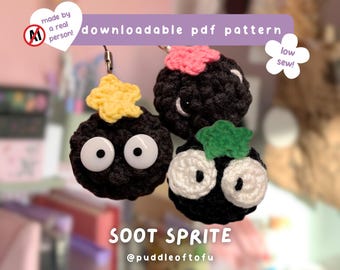 Ruß Sprite PDF Häkelanleitung ~ Häkelanleitung, Amigurumi, Anime, gemütlich, schnell, einfach, für den Markt, Schlüsselbund, Plüschtier, PDF-downloadbar
