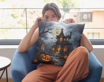Halloween Decorative Pillow, Spooky Square Pillow, Halloween Print Pillow, Art Print Pillow, Art Print Decorative Pillow, Home Decor