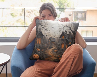 Halloween Decorative Pillow, Spooky Square Pillow, Halloween Print Pillow, Art Print Pillow, Art Print Decorative Pillow, Home Decor