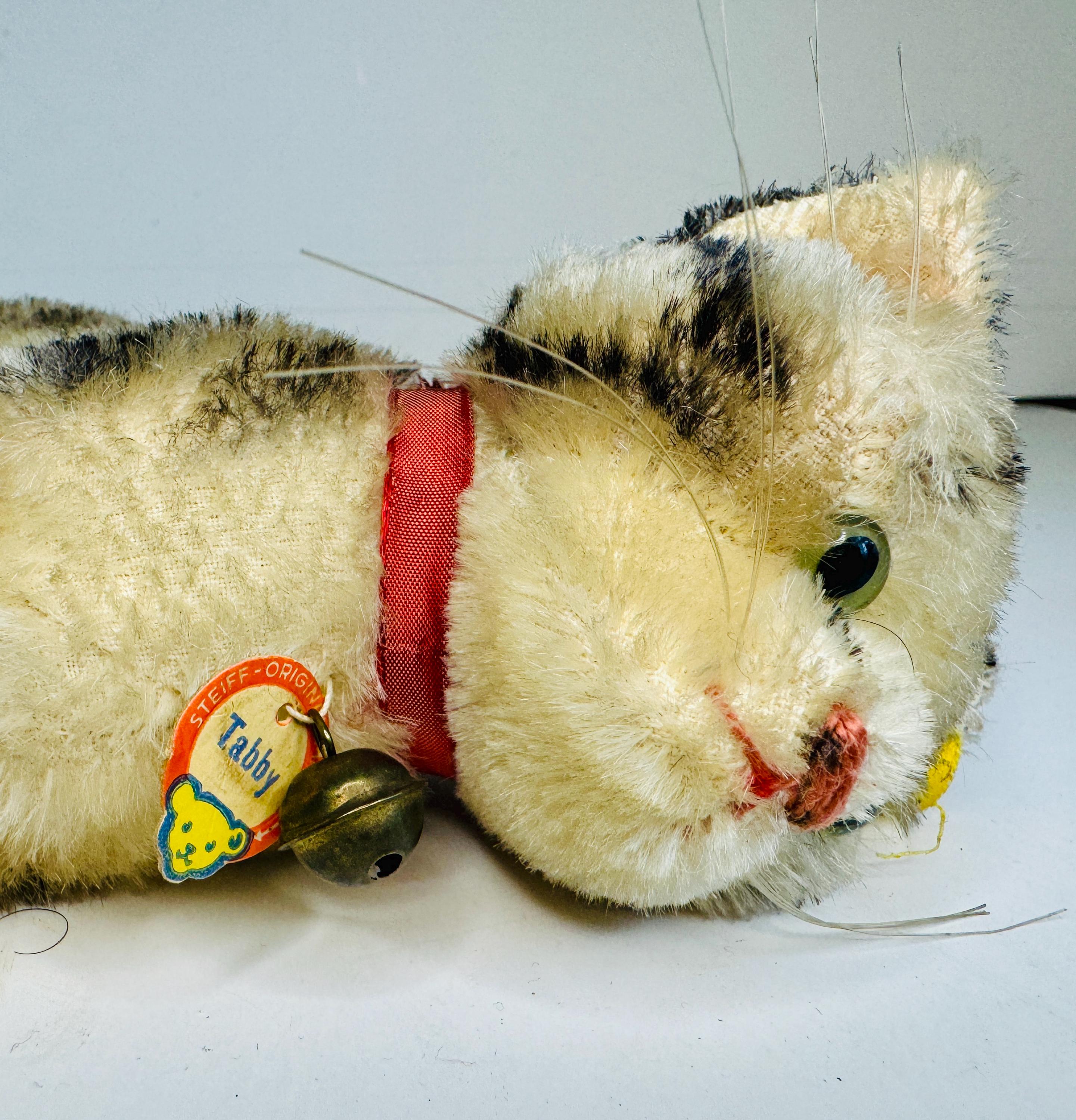 Vintage Steiff Cat Tabby Original Excellent Condition 1960s