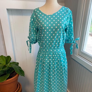 Vintage Handmade Aqua Polka Dot Dress Size 2/4