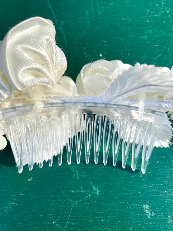 Vintage Antique White Roses With Pearls Hair Comb… - image 6