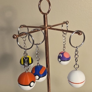 Porte-clés imprimés en 3D - Poke Ball, Great Ball, Ultra Ball, Master Ball, Premier Ball - 2,5 cm