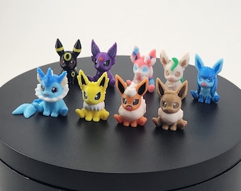 3D Printed Pocket Monsters Action Figure - Eeveelutions - Flareon Jolteon Vaporeon Espeon Umbreon Glaceon - 1in 3in 5in 7in
